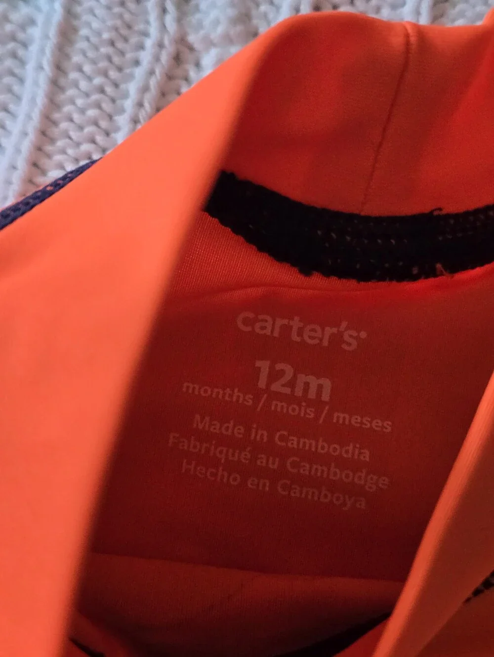 Carter's Bright Orange Rashguard with Dino on Jet Ski - Size 12M